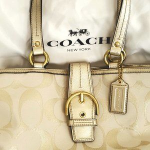 NWT Coach SOHO Signature Metallic Carryall Purse Bag